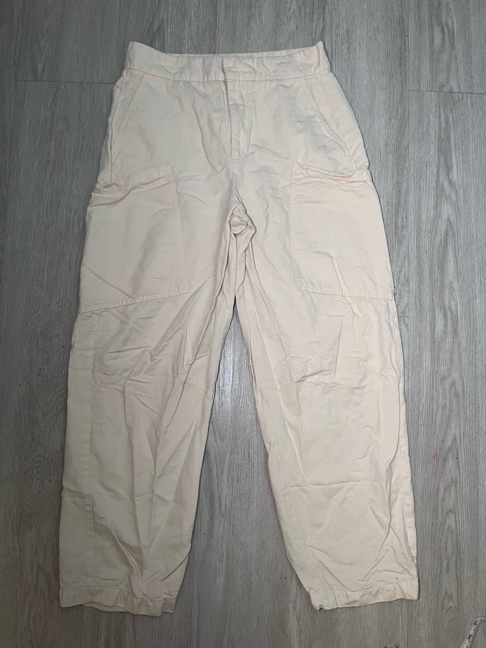 Zara Baggy Cargo Pants in Light Cream Medium